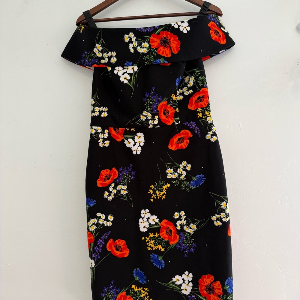 Calvin Klein Black Off-Shoulder Floral sheath Dress | cocktail floral dress 10 - Picture 2 of 10